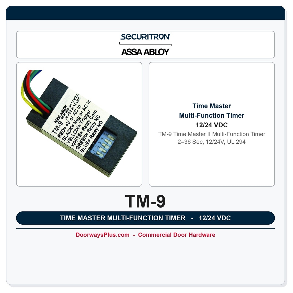 Securitron TM-9 Multi-Function Timer | UL 294